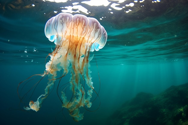 Beautiful jellyfish swimming in the ocean