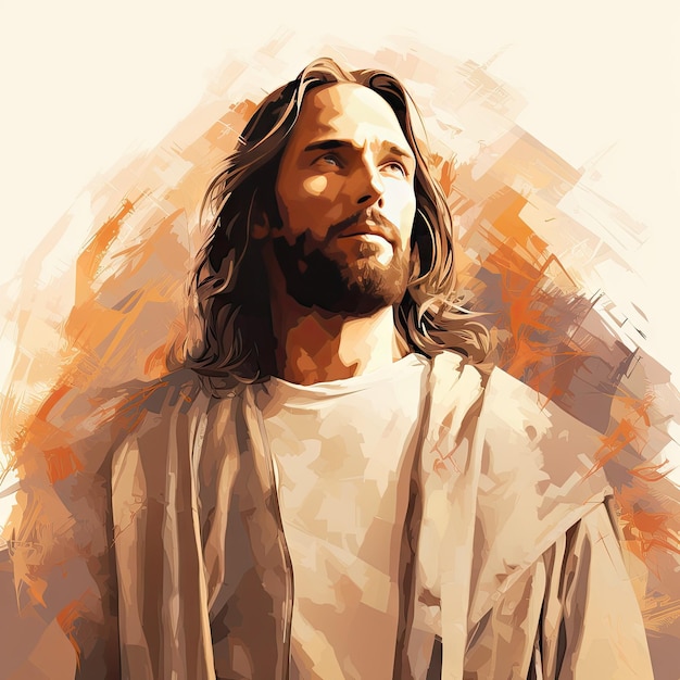 Beautiful Jesus Christ illustration background pastel colors christian illustrative digital art