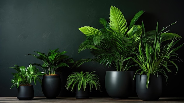 Фото Красивые сочные зеленые пышные комнатные растения в интерьере комнаты
