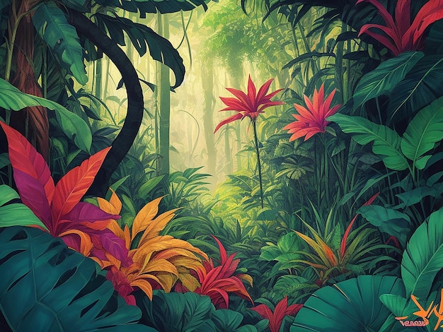 美しいジャングル漫画のイラスト