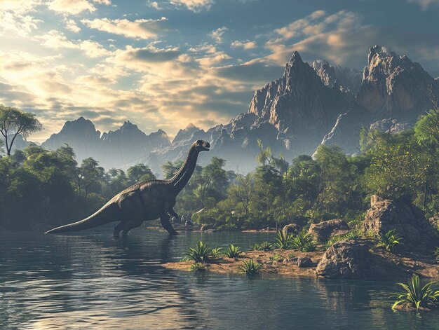 Photo beautiful jurassic landscape