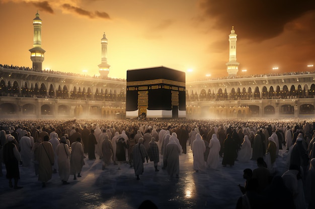 Photo beautiful kaaba hajj piglrimage in mecca umra eid al adha photo background illustration