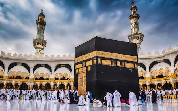 Beautiful kaaba hajj piglrimage in mecca umra eid al adha photo background