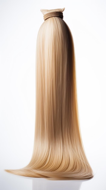 Beautiful keratin treated hair on white background