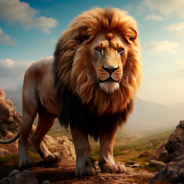 Beautiful kin lion digital painting