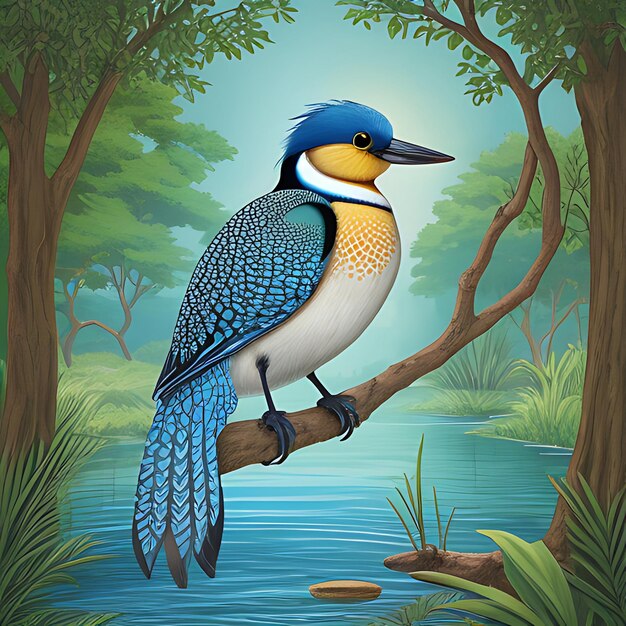 Beautiful king fisher on tree ai generated