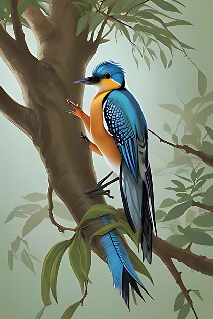 Photo beautiful king fisher on tree ai generated