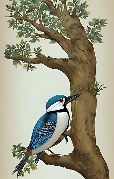 Photo beautiful king fisher on tree ai generated