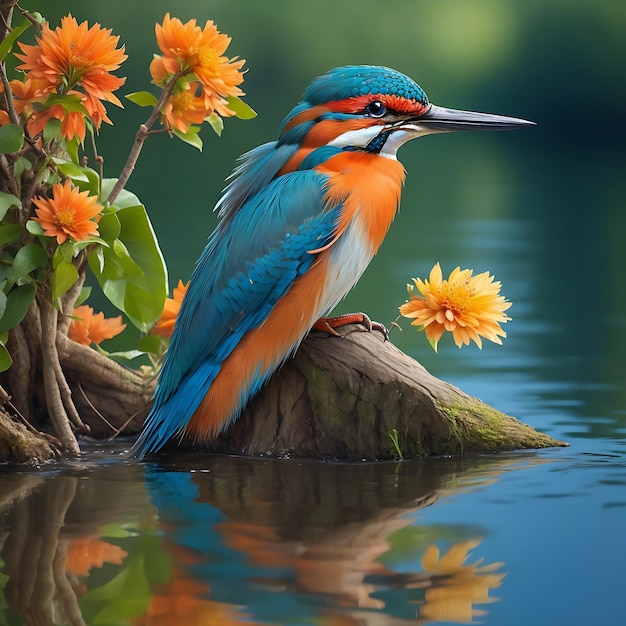 beautiful kingfisher AI generated