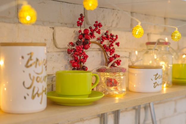 Photo beautiful kitchen interiors at christmas