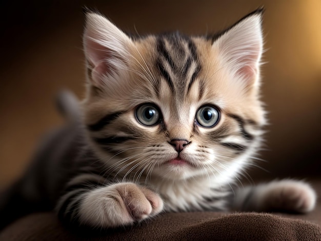 깊은 표정을 짓고 있는 아름다운 새끼 고양이 AI 생성