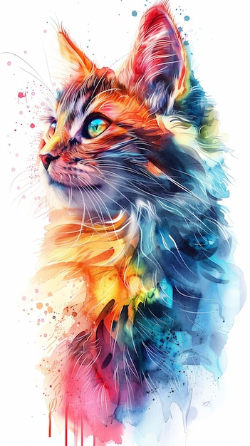 beautiful kitty poster graphic design in watercolor