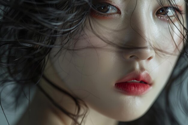 Photo beautiful korean girl portrait with glass skin