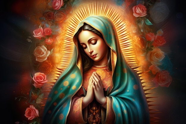 Beautiful lady of guadalupe mexico saint holy faith