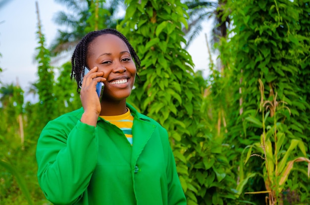 Beautiful lady in the happy about the call she is receiving calls