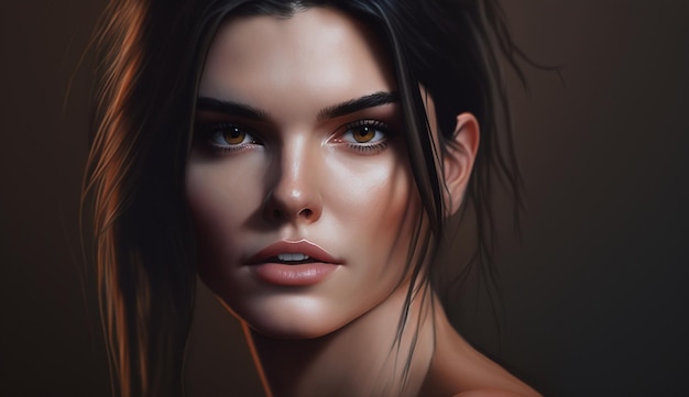 아름다운 여인 Kendall Jenner의 현실적인 그림 Ai 생성 예술