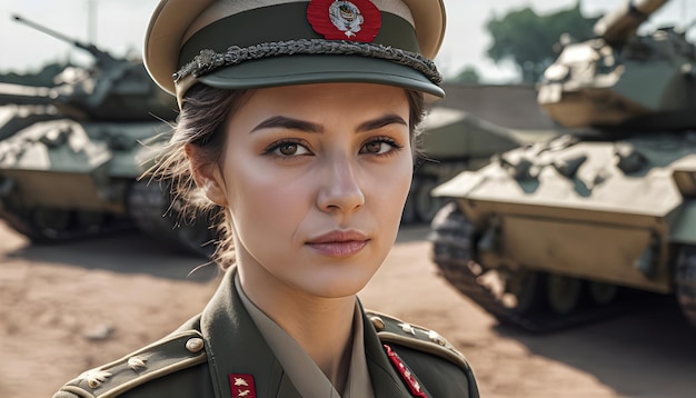 Beautiful lady in military uniform