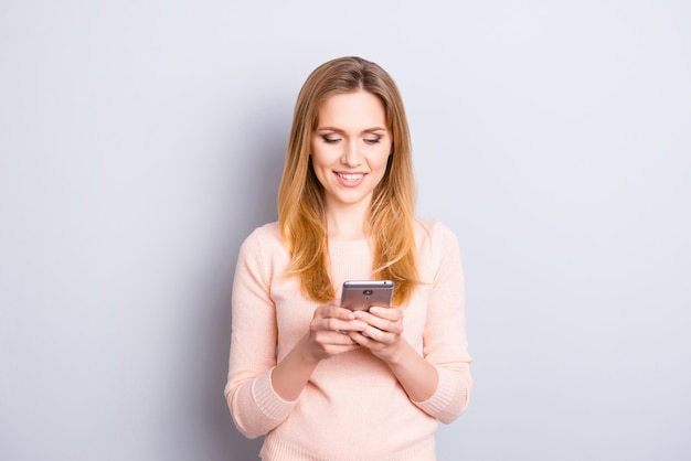 Beautiful lady using a smartphone