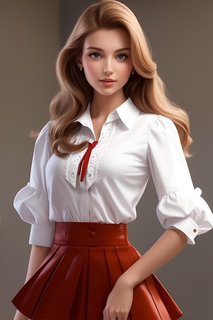 A beautiful lady in a white blouse