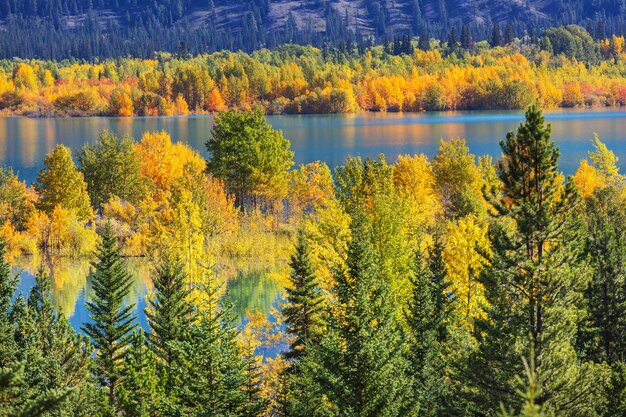 The beautiful lake in Autumn season