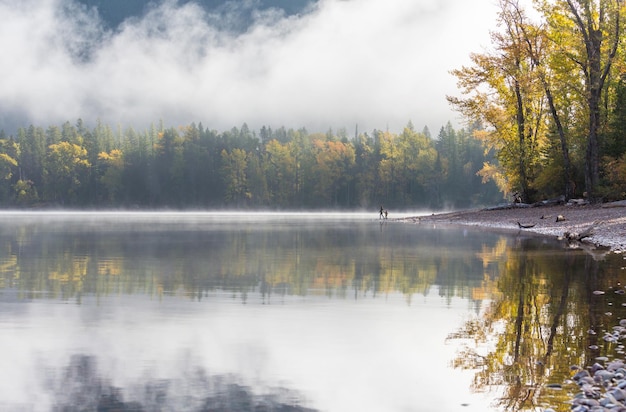 The beautiful lake in Autumn season