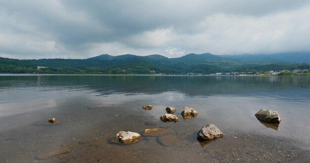 Beautiful lake and mountain in Japan