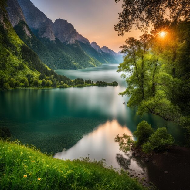 beautiful lake in the mountains beautiful lake in the mountains lake and mountains in the alps