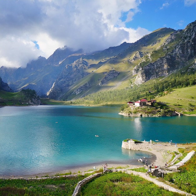 beautiful lake in the mountains