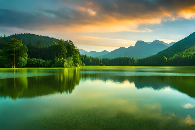 A beautiful lake in the mountains