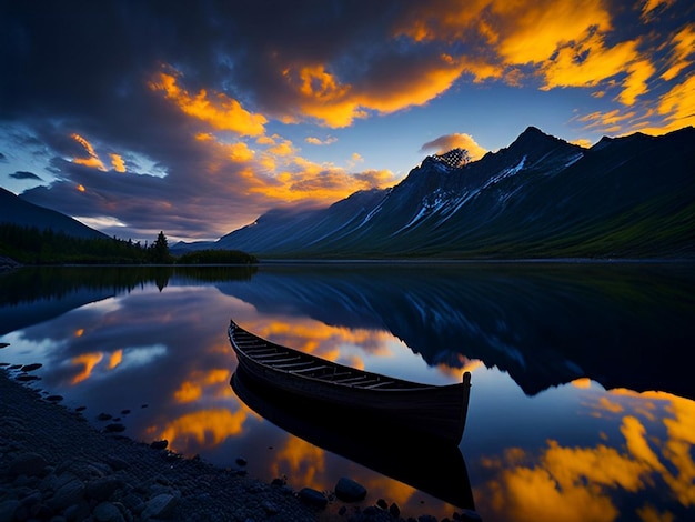 Beautiful lake with a boat