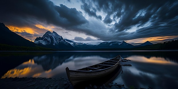 Beautiful lake with a boat