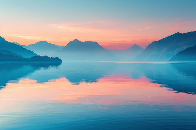 Photo a beautiful lake with mountains in the background