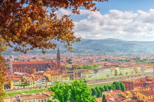 Фото Красивый пейзаж над панорамой на исторический вид на флоренцию из садов боболи джардино ди боболи точка италия