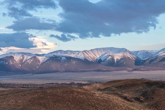 Beautiful landscape of the Altai mountains at sunset