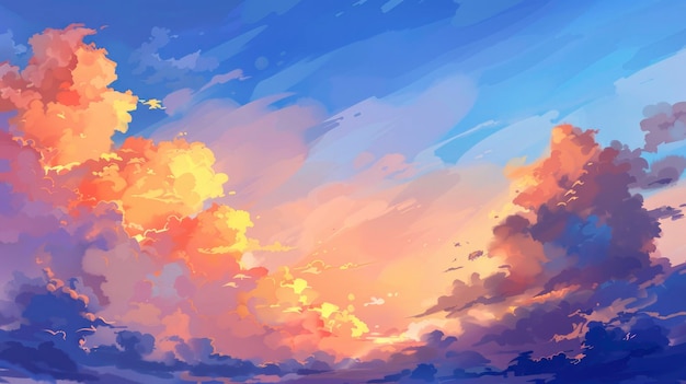 beautiful landscape background featuring a sky painted with clouds at sunset high quality