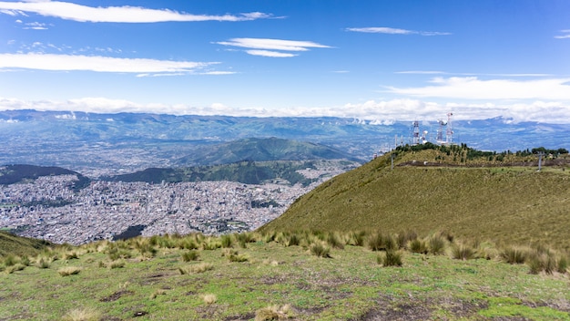 A beautiful landscape of the blue sky and the mountains