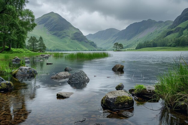 Photo beautiful landscape of buttermere lake in the english lake district national park in cumbria england