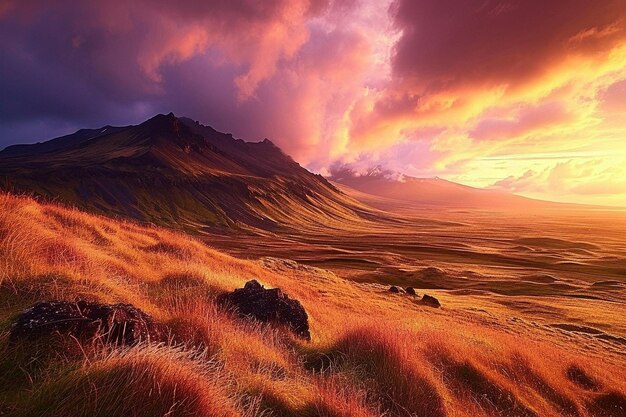 Photo beautiful landscape of carpathian mountn with blossoming rhododendron flowers at sunrise