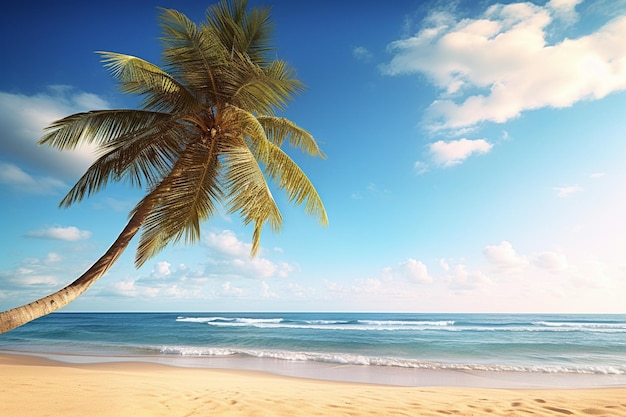 Красивый пейзаж кокосовой пальмы на тропическом пляже