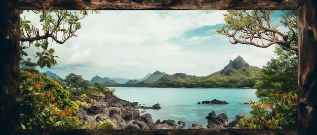 Photo beautiful landscape contained in photo frame