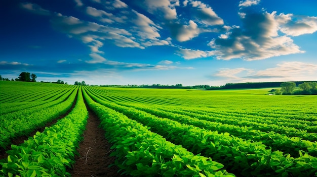 Photo beautiful landscape of fields of greenery in summer generative ai