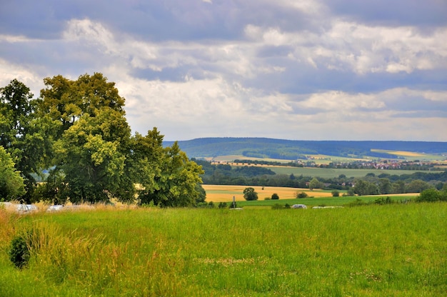 Beautiful landscape fields near Schloss Fasanarie in Fulda Hessen Germany