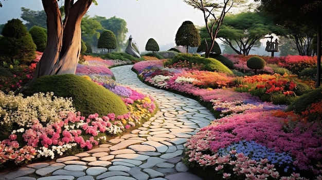 beautiful landscape flower garden