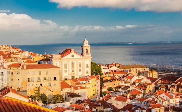 Beautiful landscape of the historic center of Lisbon Portugal.