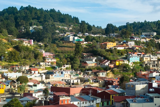 Beautiful landscape of houses on the mountains