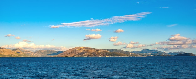 Beautiful landscape of Ionian sea and mountains on