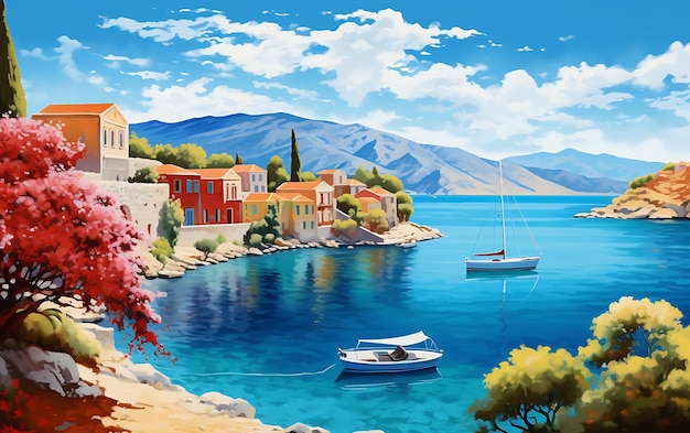 ギリシャのコルフ島の美しい風景