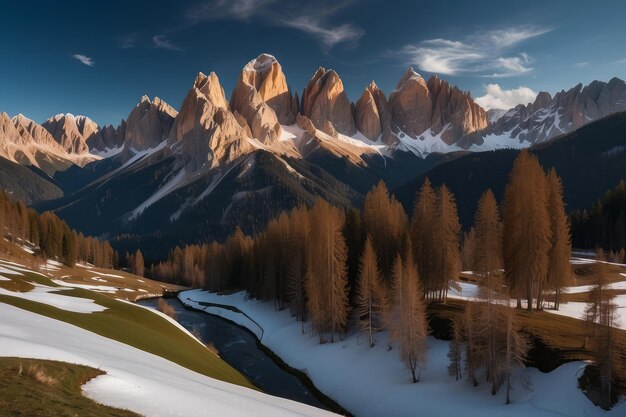 Beautiful landscape of italian dolomites santa maddalena