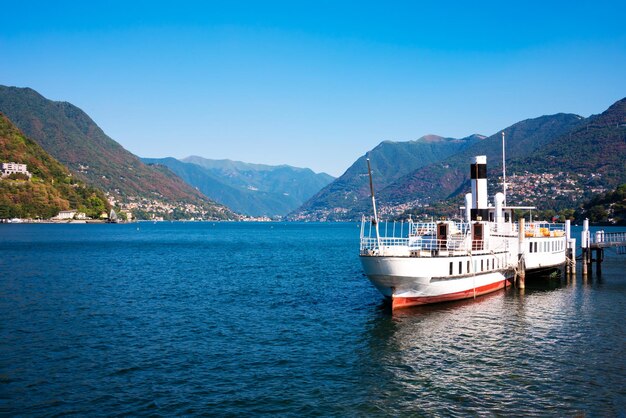 Beautiful landscape of lake Como with a boat