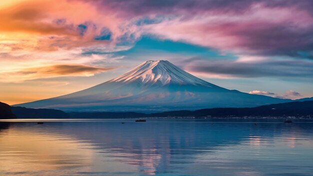 Photo beautiful landscape of mountain fuji around yamanakako lake